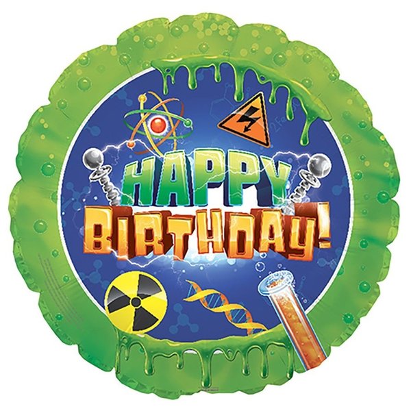 Loonballoon Birthday-for-him-Balloons, 17 inch MAD SCIENTIST HAPPY BIRTHDAY 2 pcs LOON-LAB-318144-C-U